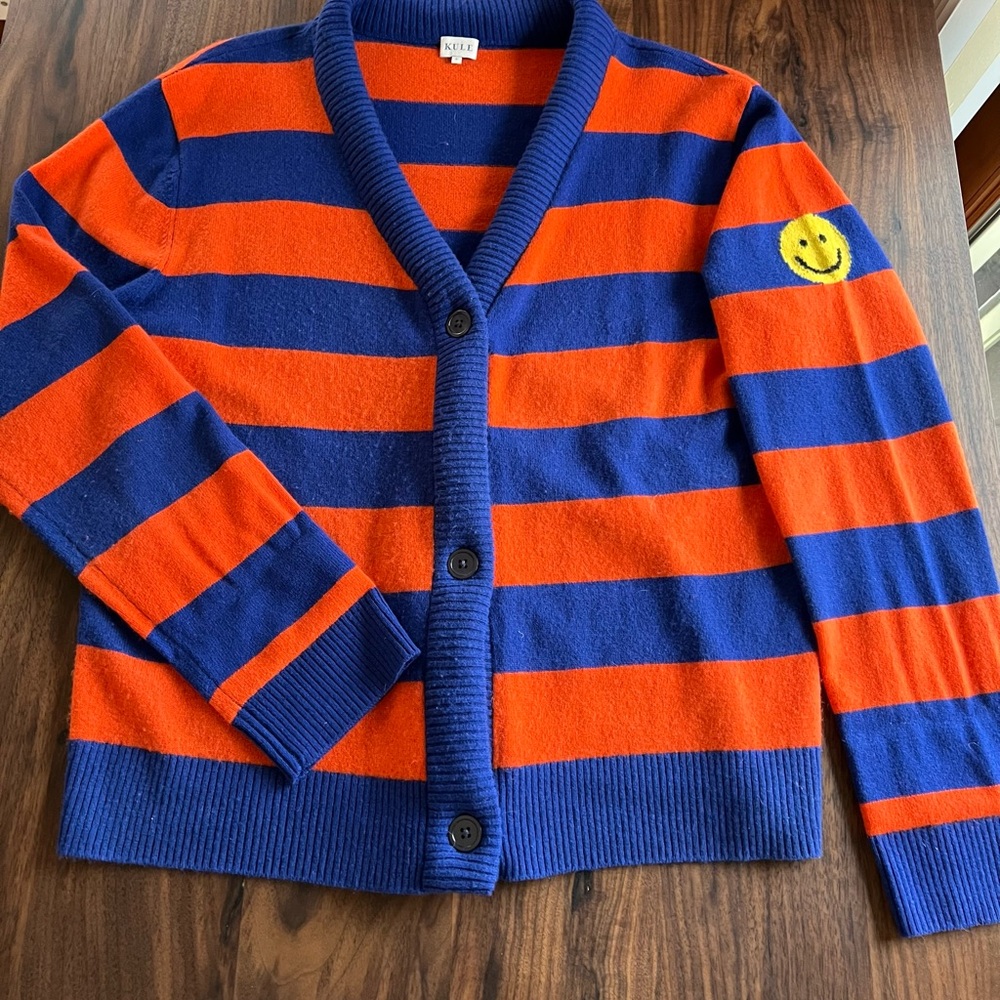 KULE Remus Orange and Blue Cashmere Striped Cardigan